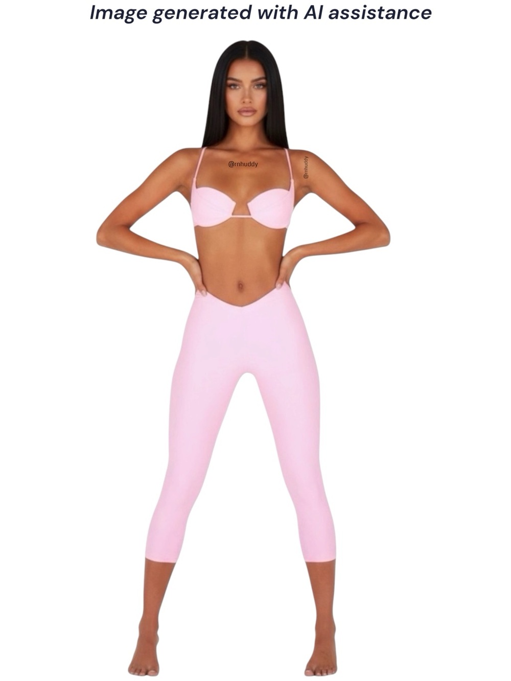 Melissa Simone XS pink daryn bikini top & swim capris